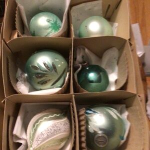 Seafoam Coloured Glass Vintage Ornaments